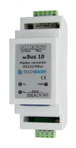 Konwerter transmisji M-Bus Master do RS 232. Komunikacja w standardzie MBus przez RS232 lub Ethernet (opcja).